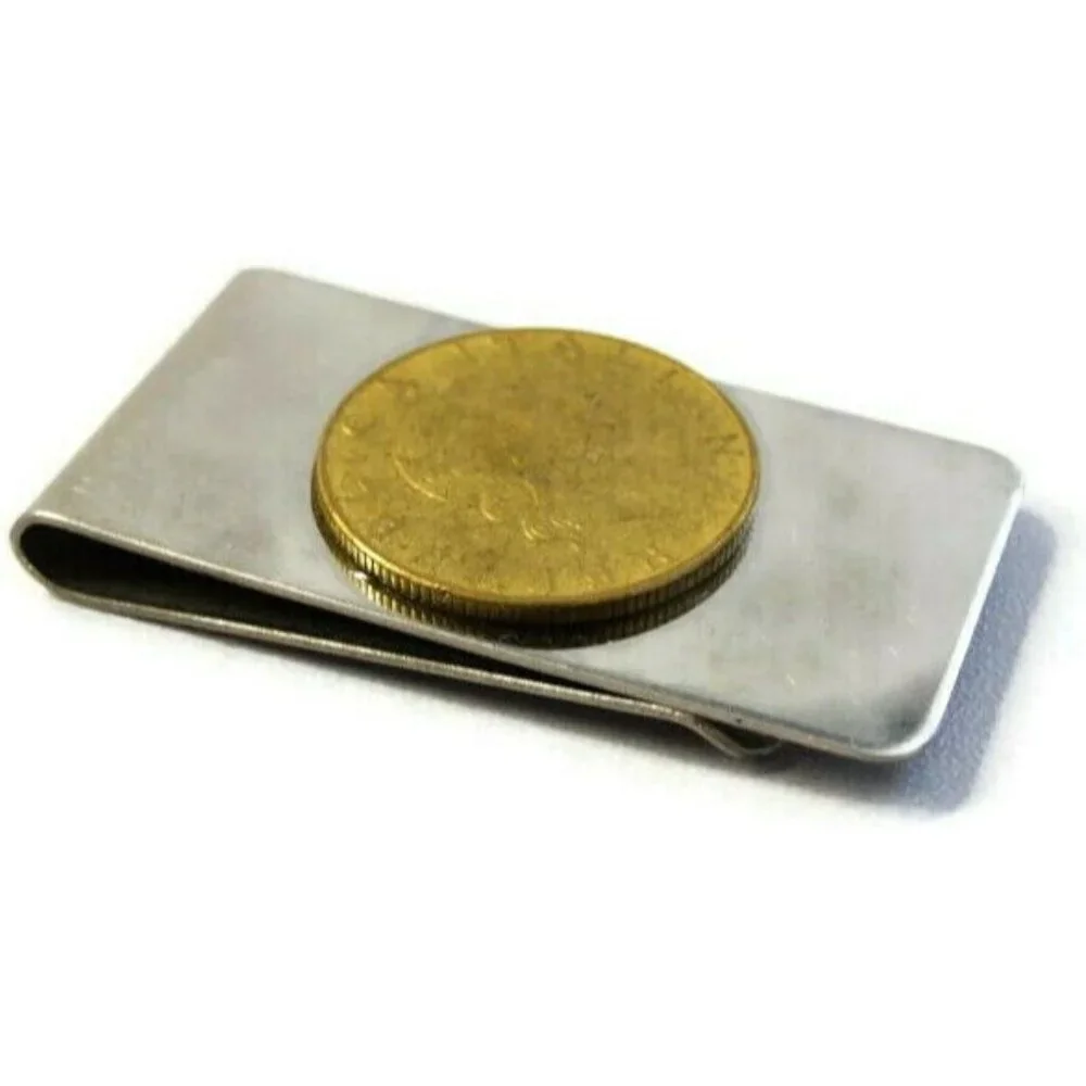 L200 Republica Italiana Money Clip Stainless Steel Wallet Cash ID Holder Silver